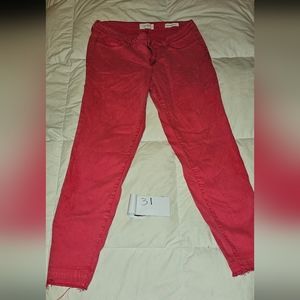 JESSICA SIMPSON Kiss Me Vintage Skinny Raw Hem Ombre Coral Jeans 31 EUC RGUC